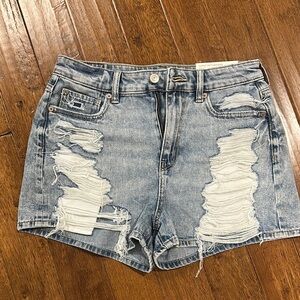 American Eagle Outfitters Blue Distressed Jean Shorts
